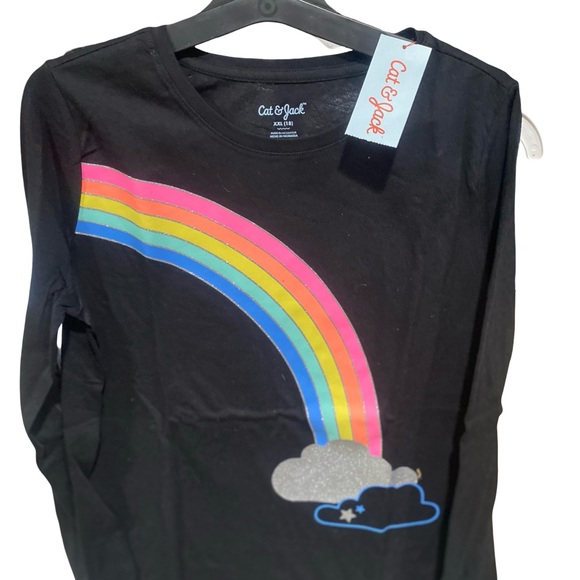 Cat & Jack Other - Cat & Jack Black Shirt with Colorful Rainbow